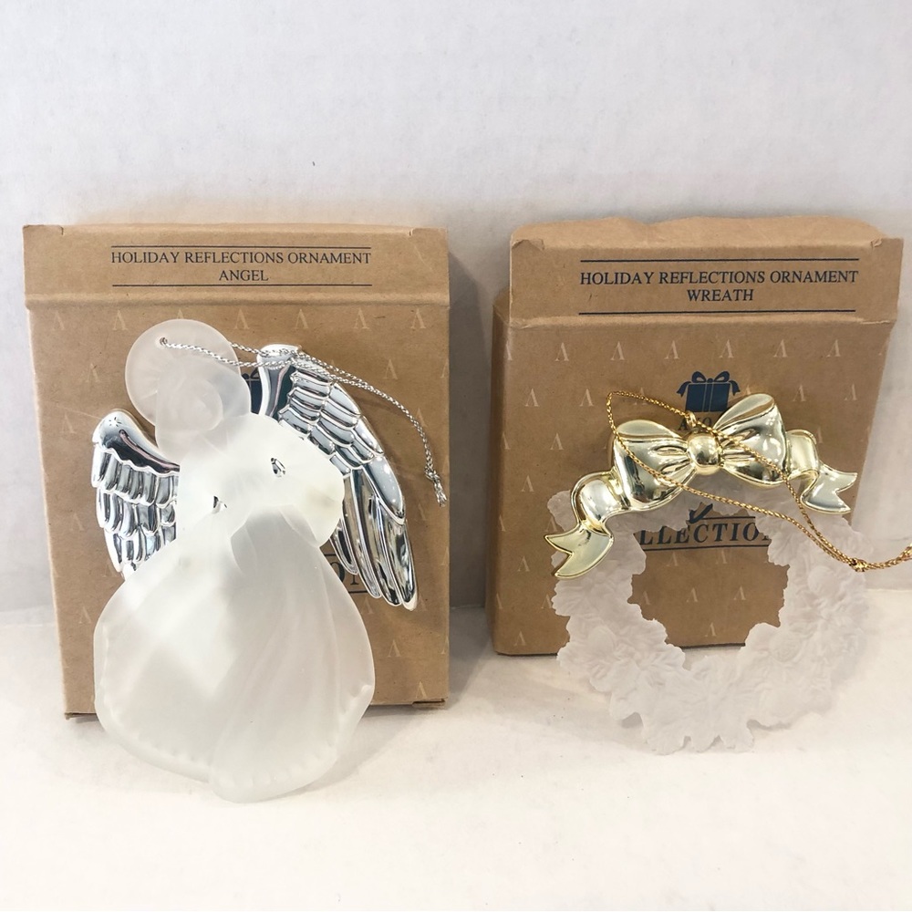 Avon Gift Collection Ornaments - Wreath & Angel frosted finishing